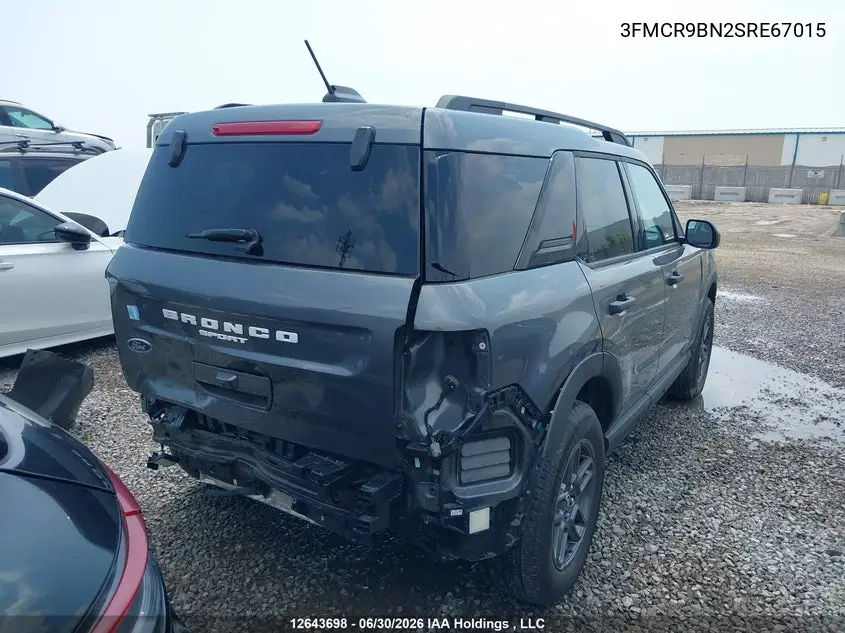 2025 Ford Bronco Sport VIN: 3FMCR9BN2SRE67015 Lot: 12643698