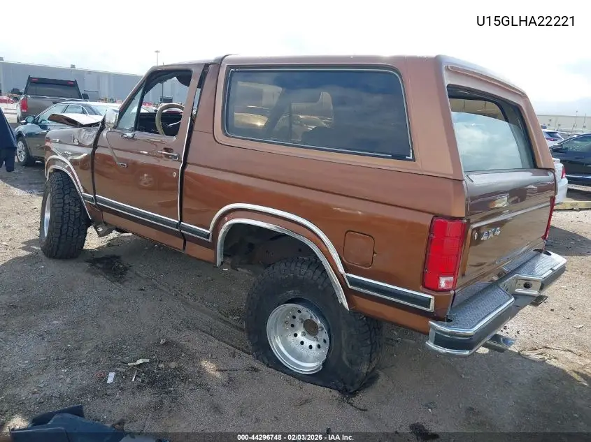 1980 Ford Bronco VIN: U15GLHA22221 Lot: 44296748