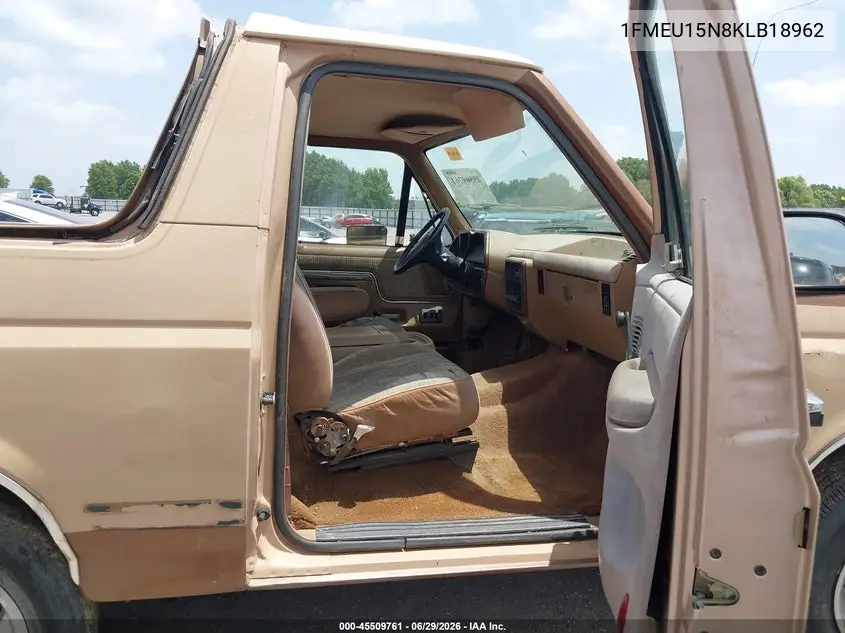 1989 Ford Bronco U100 VIN: 1FMEU15N8KLB18962 Lot: 45509761