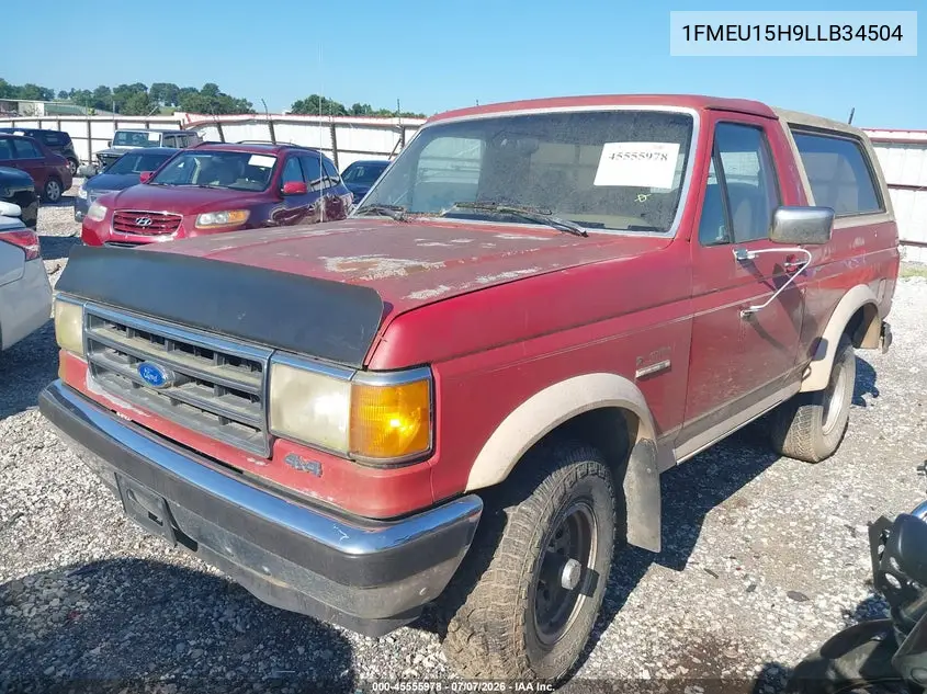 1990 Ford Bronco U100 VIN: 1FMEU15H9LLB34504 Lot: 45555978