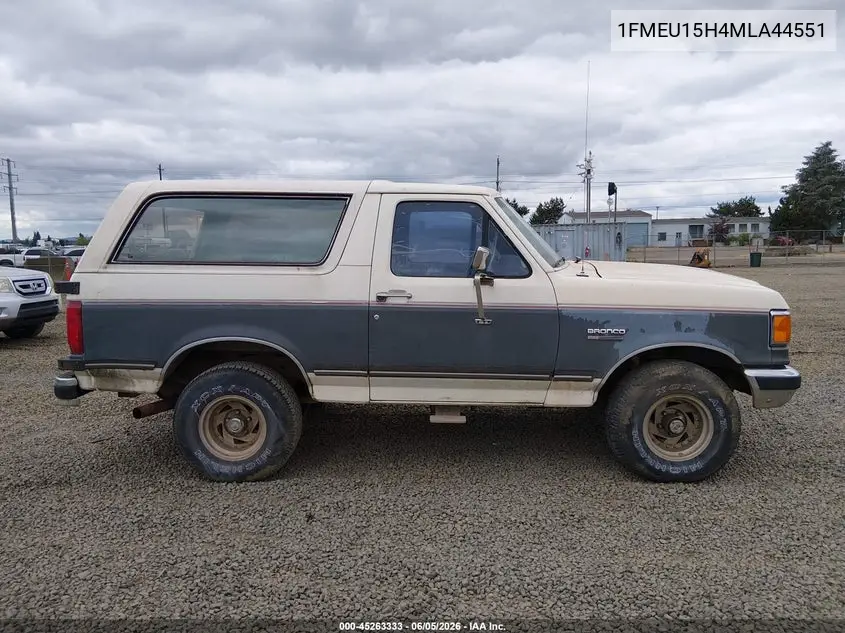 1991 Ford Bronco U100 VIN: 1FMEU15H4MLA44551 Lot: 45263333