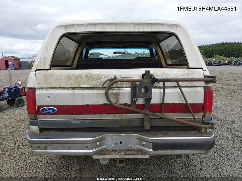 1991 Ford Bronco U100 VIN: 1FMEU15H4MLA44551 Lot: 45263333