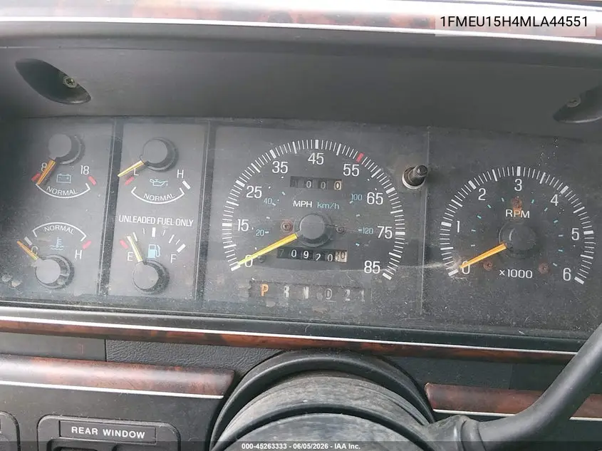 1991 Ford Bronco U100 VIN: 1FMEU15H4MLA44551 Lot: 45263333