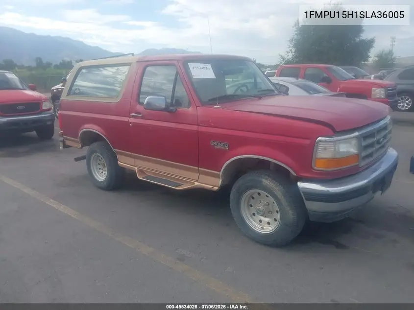 1995 Ford Bronco U100 VIN: 1FMEU15H1SLA30605 Lot: 45534026