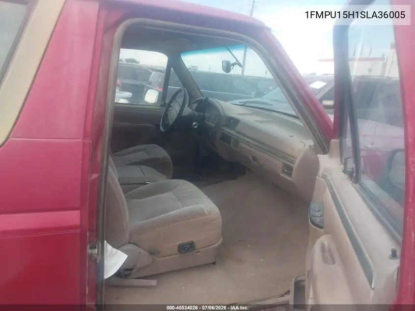 1995 Ford Bronco U100 VIN: 1FMEU15H1SLA30605 Lot: 45534026