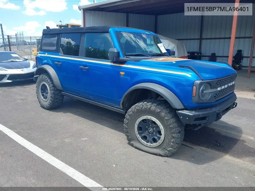 2021 Ford Bronco Badlands VIN: 1FMEE5DP7MLA96401 Lot: 45297683