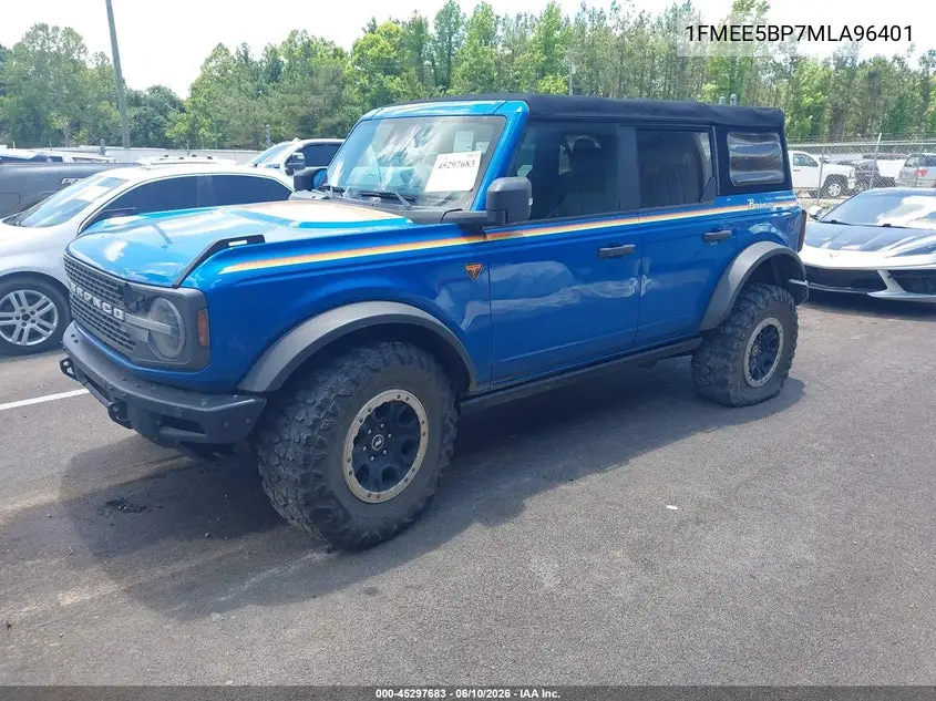 2021 Ford Bronco Badlands VIN: 1FMEE5DP7MLA96401 Lot: 45297683