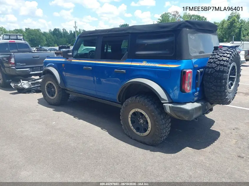 2021 Ford Bronco Badlands VIN: 1FMEE5DP7MLA96401 Lot: 45297683