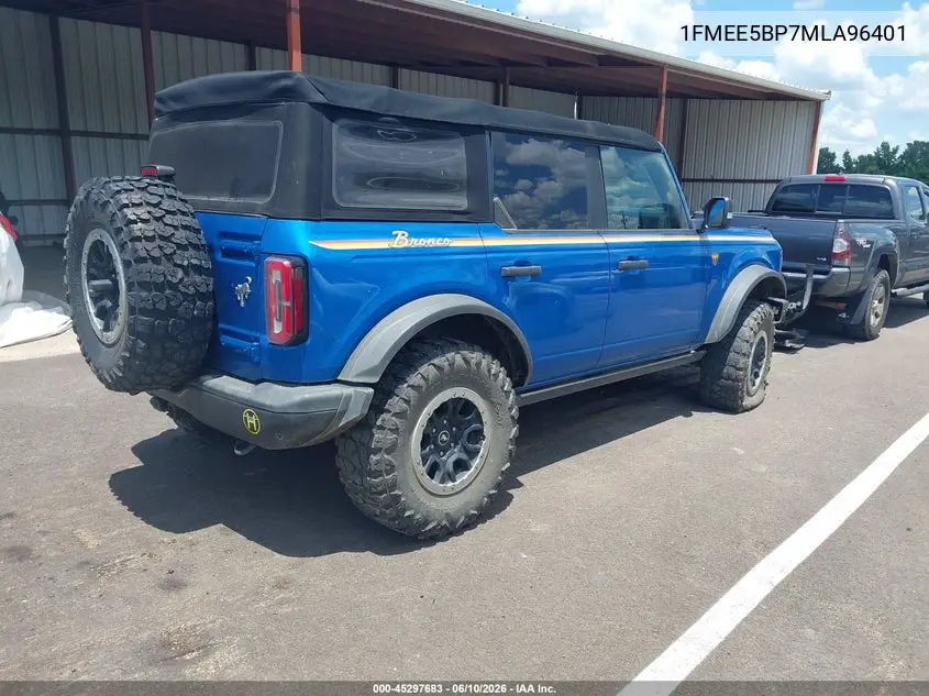 2021 Ford Bronco Badlands VIN: 1FMEE5DP7MLA96401 Lot: 45297683