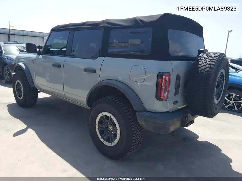 2021 Ford Bronco Badlands VIN: 1FMEE5DP0MLA89323 Lot: 45652355