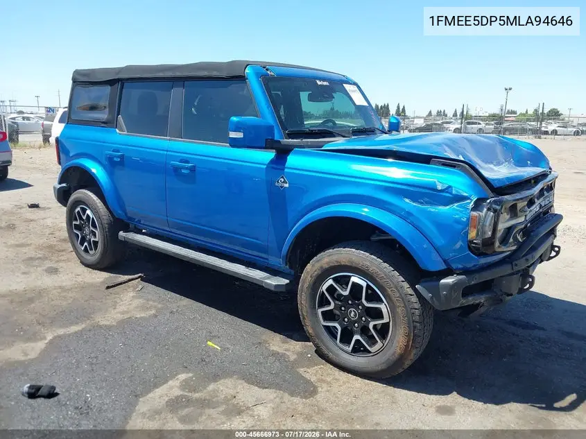 2021 Ford Bronco Outer Banks VIN: 1FMEE5DP5MLA94646 Lot: 45666973