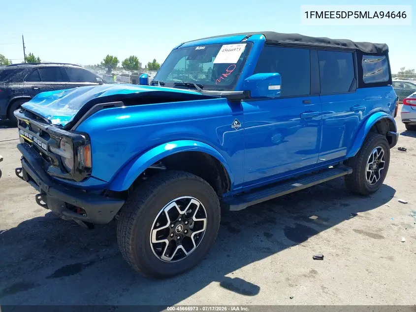 2021 Ford Bronco Outer Banks VIN: 1FMEE5DP5MLA94646 Lot: 45666973
