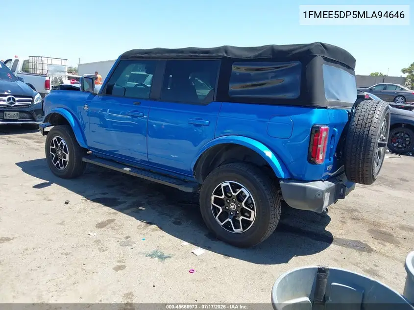 2021 Ford Bronco Outer Banks VIN: 1FMEE5DP5MLA94646 Lot: 45666973