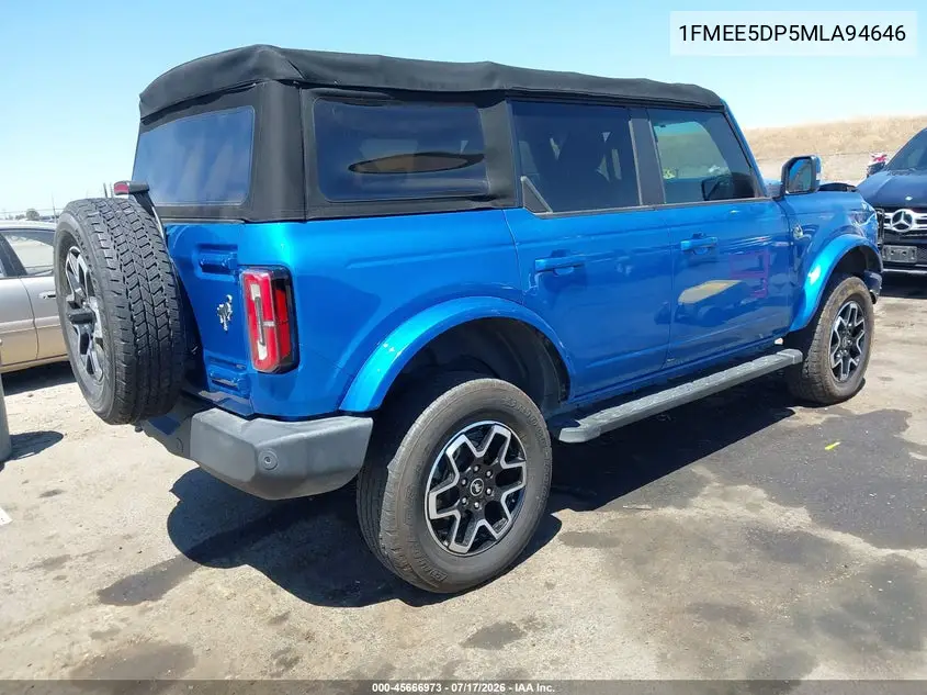 2021 Ford Bronco Outer Banks VIN: 1FMEE5DP5MLA94646 Lot: 45666973