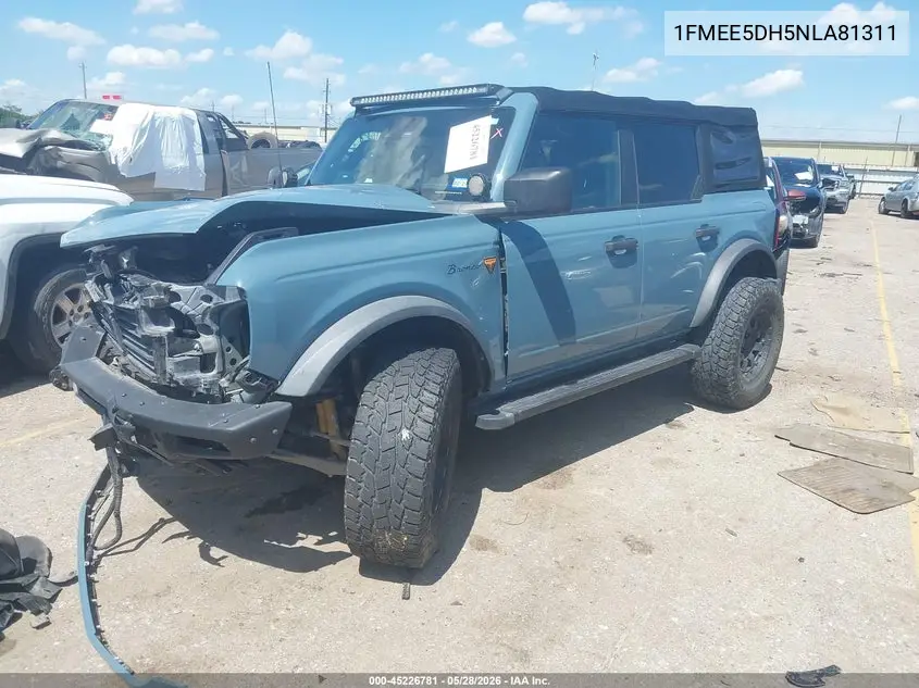 2022 Ford Bronco Badlands VIN: 1FMEE5DH5NLA81311 Lot: 45226781