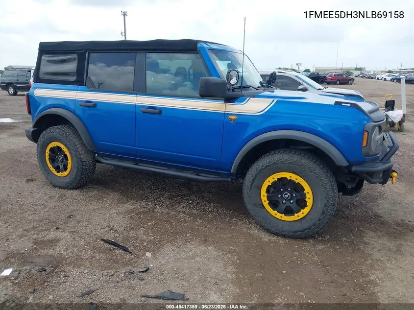 2022 Ford Bronco Badlands VIN: 1FMEE5DH3NLB69158 Lot: 45417359