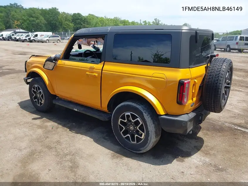 2022 Ford Bronco Outer Banks VIN: 1FMDE5AH8NLB46149 Lot: 45418270
