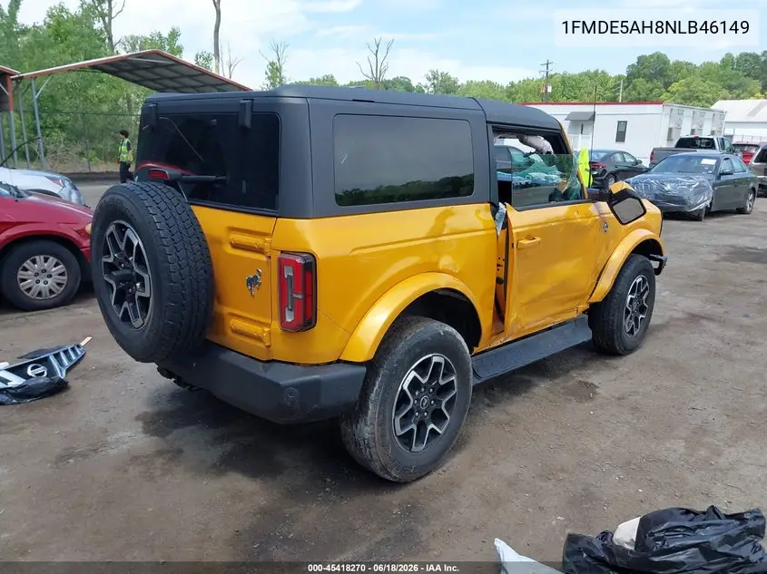 2022 Ford Bronco Outer Banks VIN: 1FMDE5AH8NLB46149 Lot: 45418270