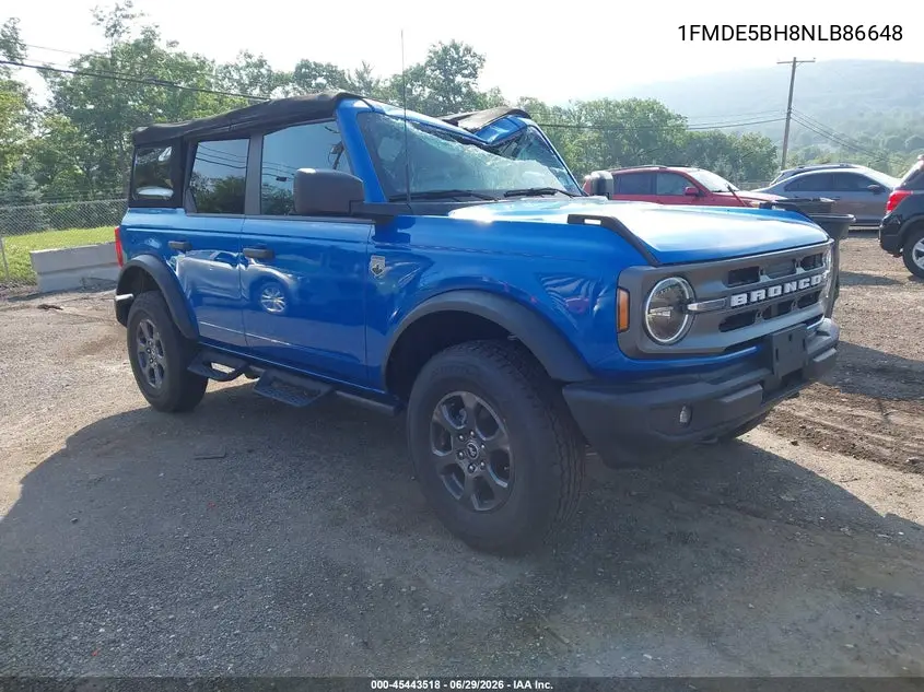 2022 Ford Bronco Big Bend VIN: 1FMDE5BH8NLB86648 Lot: 45443518