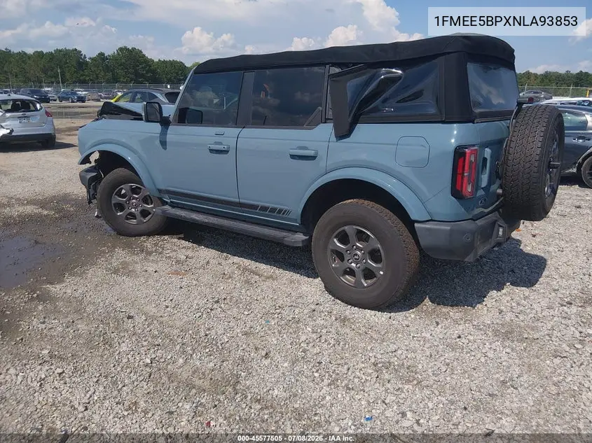 2022 Ford Bronco Outer Banks VIN: 1FMEE5BPXNLA93853 Lot: 45577505