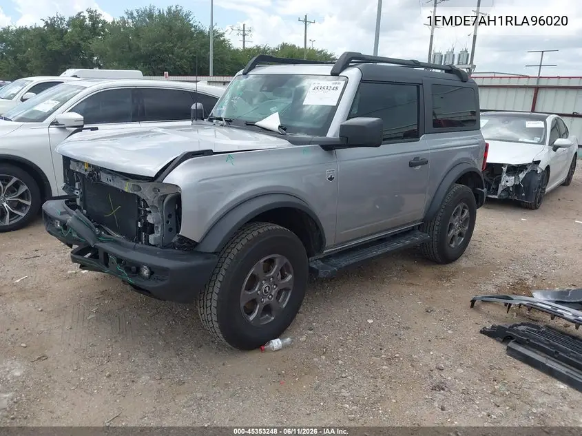 2024 Ford Bronco Big Bend VIN: 1FMDE7AH1RLA96020 Lot: 45353248