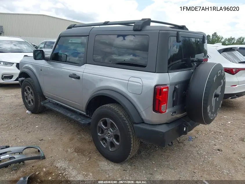 2024 Ford Bronco Big Bend VIN: 1FMDE7AH1RLA96020 Lot: 45353248