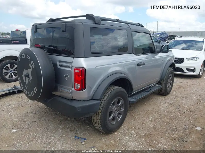 2024 Ford Bronco Big Bend VIN: 1FMDE7AH1RLA96020 Lot: 45353248
