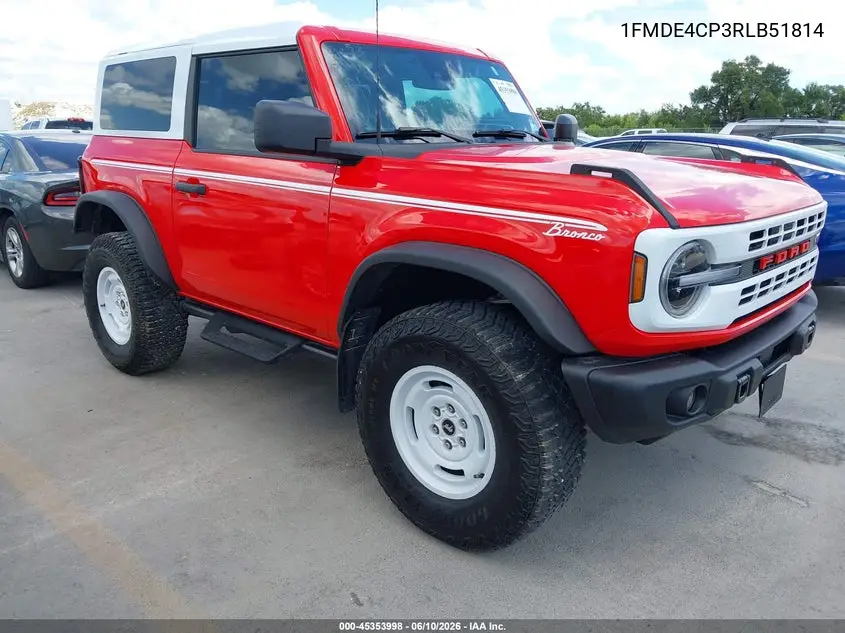 2024 Ford Bronco Heritage Edition VIN: 1FMDE4CP3RLB51814 Lot: 45353998