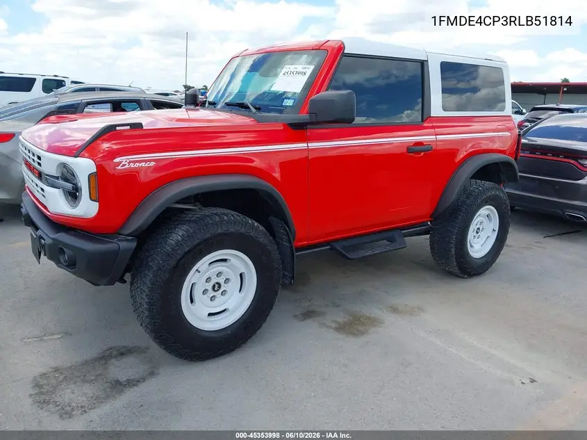 2024 Ford Bronco Heritage Edition VIN: 1FMDE4CP3RLB51814 Lot: 45353998