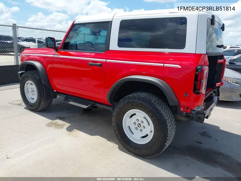 2024 Ford Bronco Heritage Edition VIN: 1FMDE4CP3RLB51814 Lot: 45353998