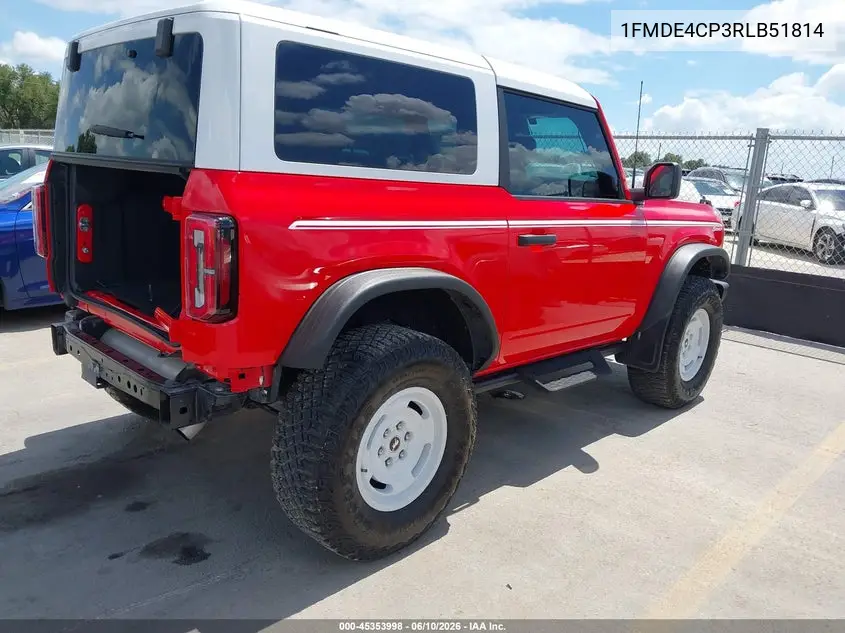 2024 Ford Bronco Heritage Edition VIN: 1FMDE4CP3RLB51814 Lot: 45353998