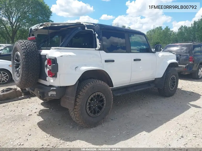 2024 Ford Bronco Raptor VIN: 1FMEE0RR9RLB00792 Lot: 45435256