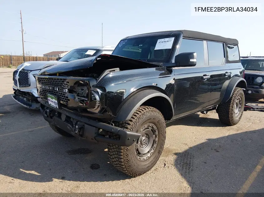 2024 Ford Bronco Wildtrak VIN: 1FMEE2BP3RLA34034 Lot: 45456417