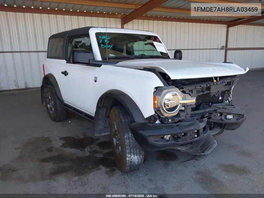 2024 Ford Bronco Big Bend VIN: 1FMDE7AH8RLA03459 Lot: 45650396