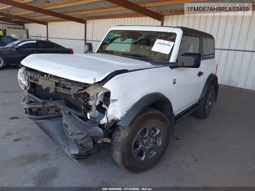 2024 Ford Bronco Big Bend VIN: 1FMDE7AH8RLA03459 Lot: 45650396
