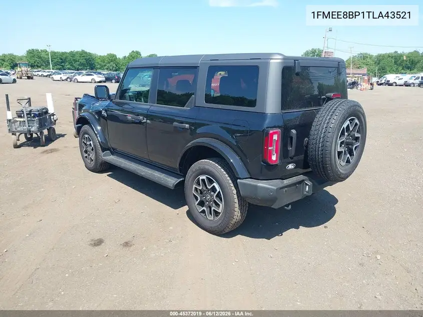 2026 Ford Bronco Outer Banks VIN: 1FMEE8BP1TLA43521 Lot: 45372019