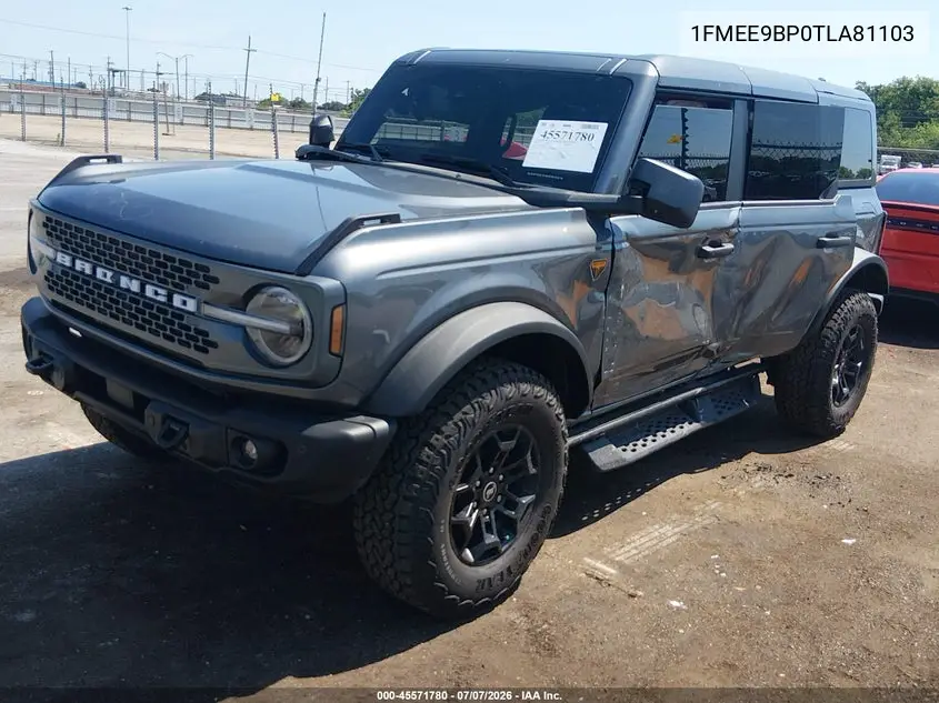 2026 Ford Bronco Badlands VIN: 1FMEE9BP0TLA81103 Lot: 45571780