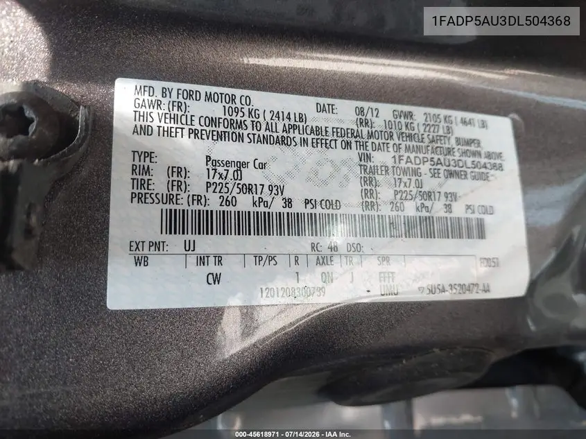 1FADP5AU3DL504368 2013 Ford C-Max Hybrid Se