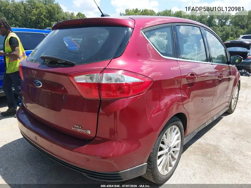 2016 Ford C-Max Hybrid Sel VIN: 1FADP5BU1GL120981 Lot: 45541546