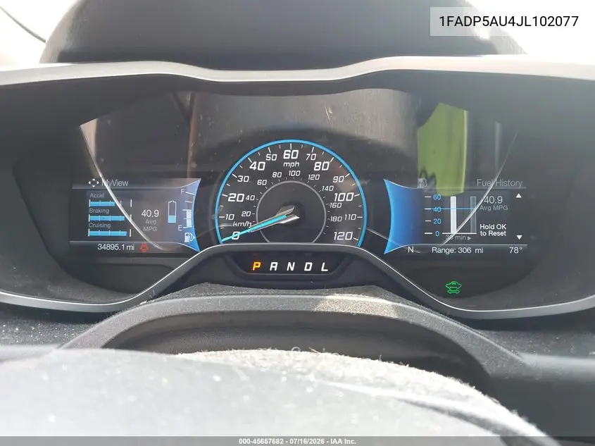 2018 Ford C-Max Hybrid Se VIN: 1FADP5AU4JL102077 Lot: 45657682