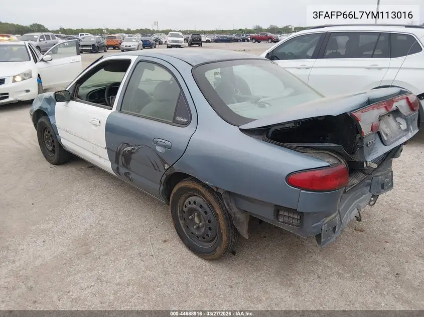2000 Ford Contour Se Sport VIN: 3FAFP66L7YM113016 Lot: 44688916