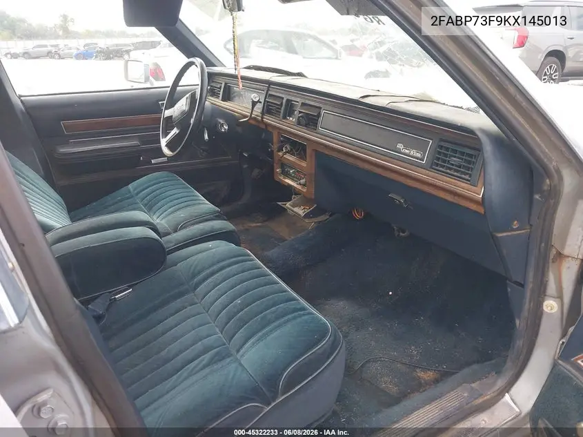 1989 Ford Crown Victoria VIN: 2FABP73F9KX145013 Lot: 45322233