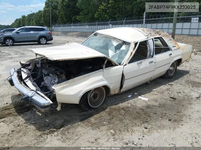 1989 Ford Crown Victoria Lx VIN: 2FABP74F9KX233025 Lot: 45467790