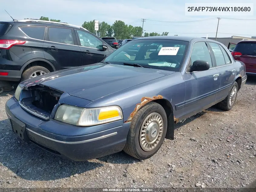 1998 Ford Crown Victoria VIN: 2FAFP73W4WX180680 Lot: 45593624