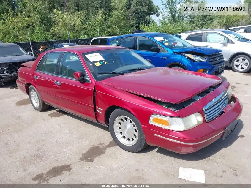 1998 Ford Crown Victoria Lx VIN: 2FAFP74W0WX118692 Lot: 45644457