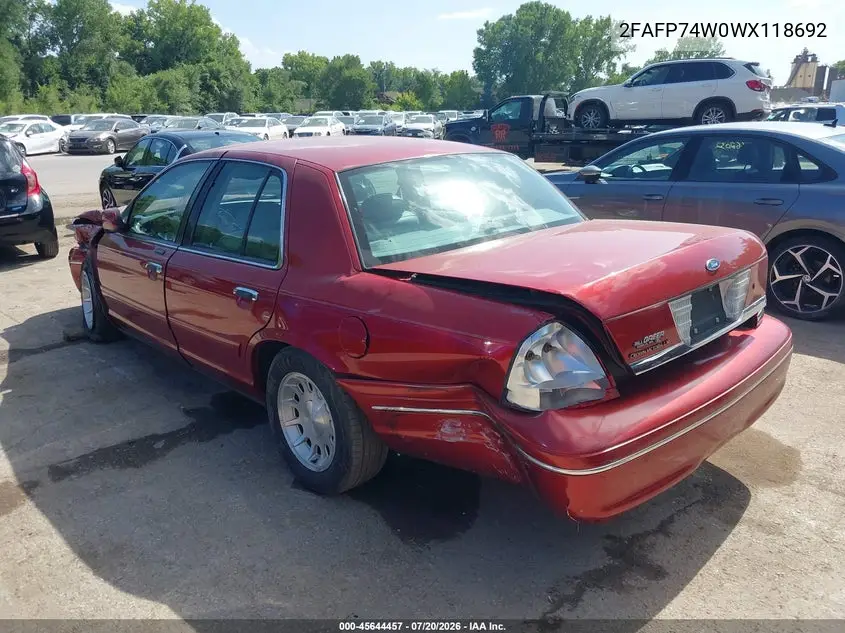 1998 Ford Crown Victoria Lx VIN: 2FAFP74W0WX118692 Lot: 45644457