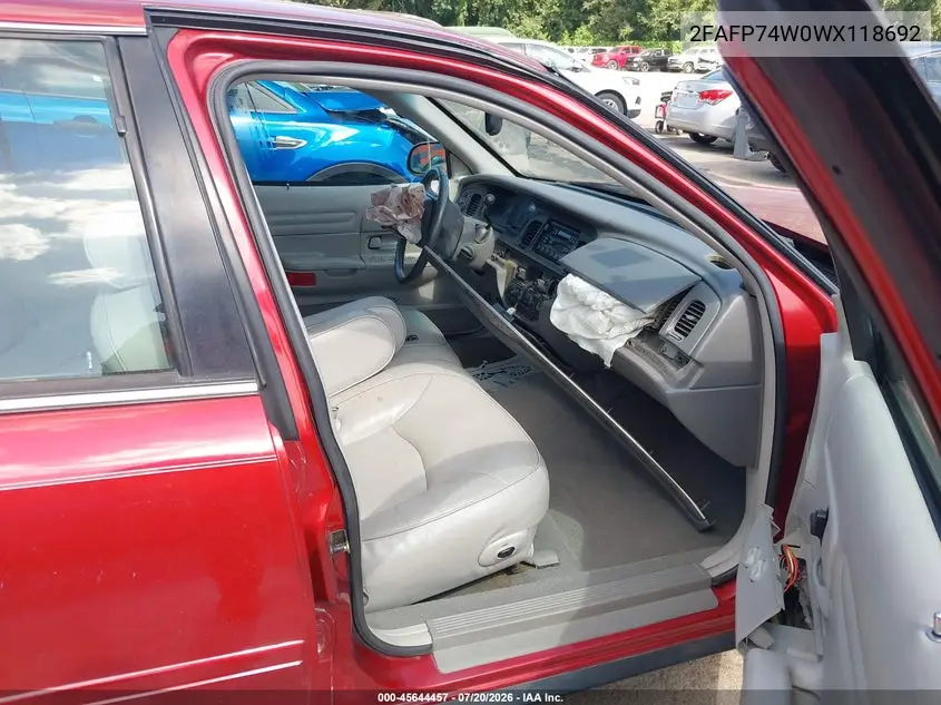 1998 Ford Crown Victoria Lx VIN: 2FAFP74W0WX118692 Lot: 45644457