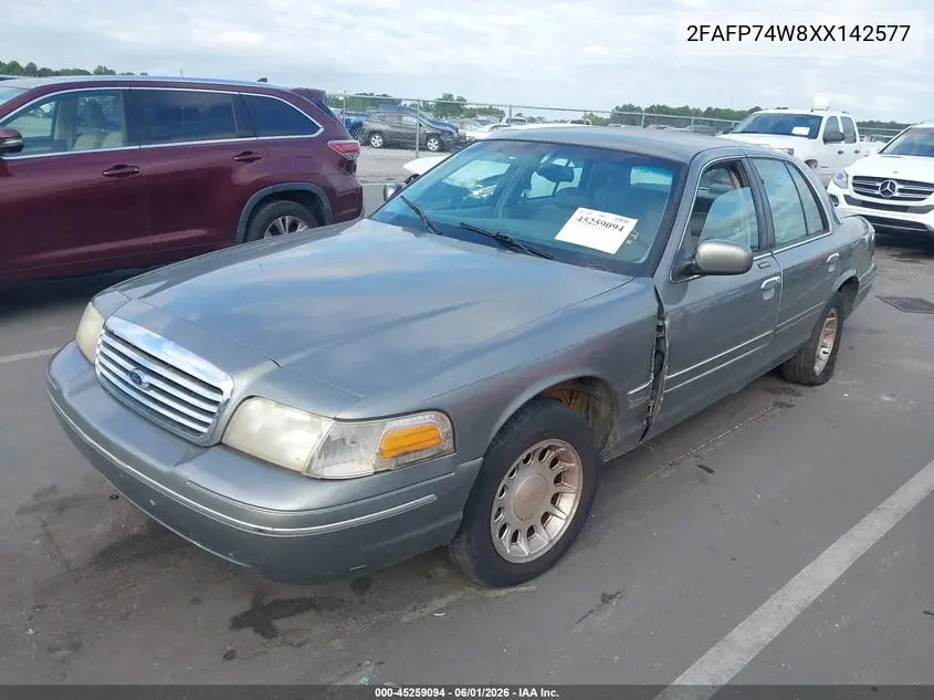 1999 Ford Crown Victoria Lx VIN: 2FAFP74W8XX142577 Lot: 45259094