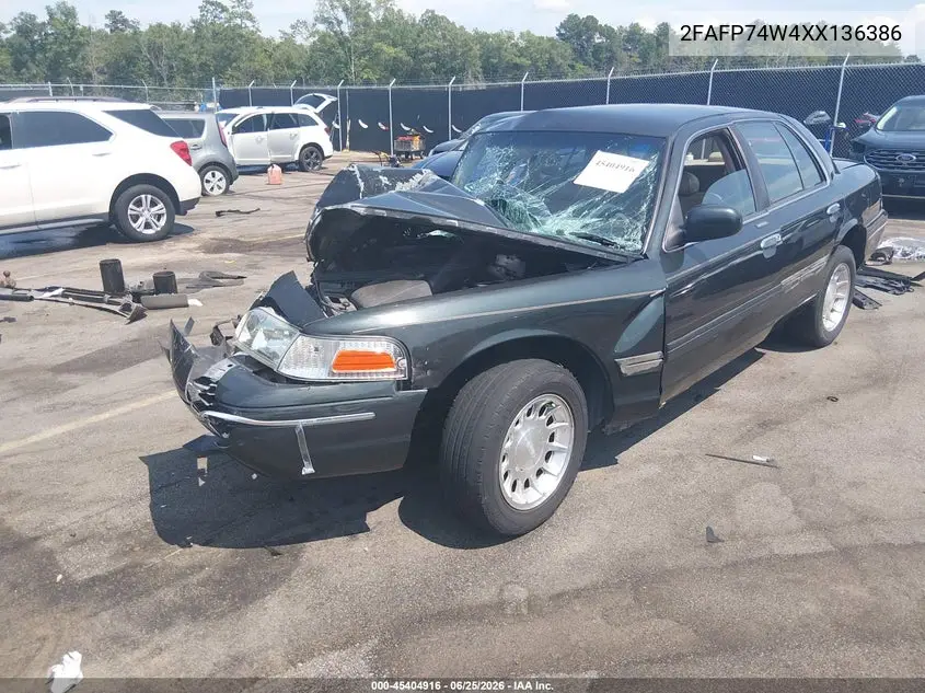 1999 Ford Crown Victoria Lx VIN: 2FAFP74W4XX136386 Lot: 45404916