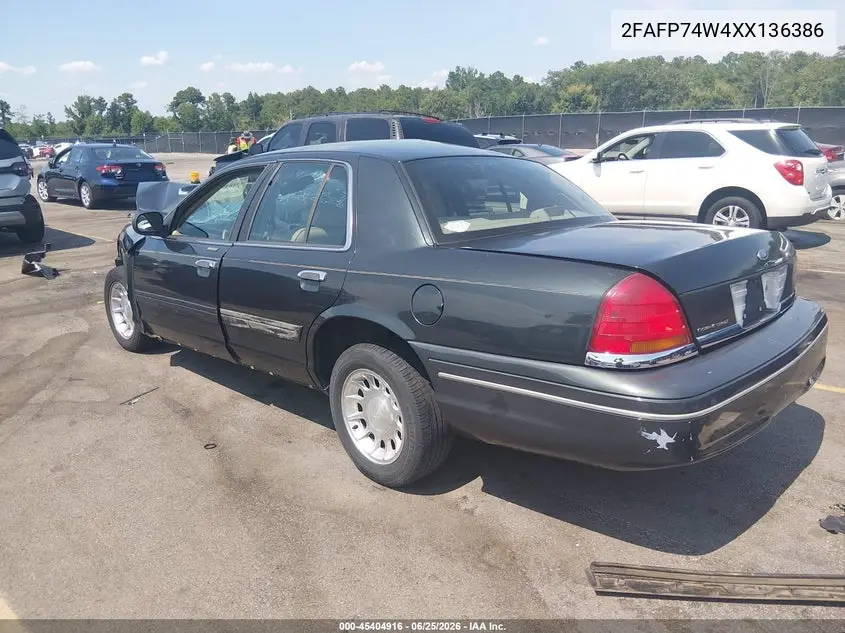 1999 Ford Crown Victoria Lx VIN: 2FAFP74W4XX136386 Lot: 45404916